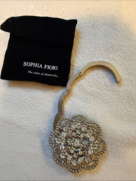 sophia Fiori Jewelry - Silver Crystal Flower Bag Hook